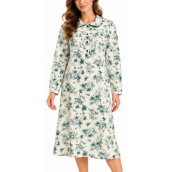 Camicia da Notte Donna Linclalor Caldo Cotone Con colletto