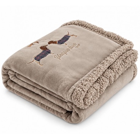 Coperta Plaid Matrimoniale 200x220 Pile Sherpa + Borsa Feltro