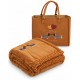 Coperta Plaid Matrimoniale 200x220 Pile Sherpa + Borsa Feltro