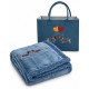 Coperta Plaid Matrimoniale 200x220 Pile Sherpa + Borsa Feltro