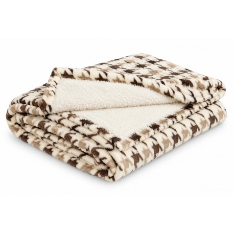 Coperta Plaid Invernale INFIORE 125x180 cm Pile e Sherpa Agnellata Pied-de-Poule