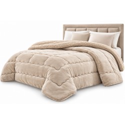 Piumone Trapunta Invernale Matrimoniale Lovely Flannel e Sherpa Beige
