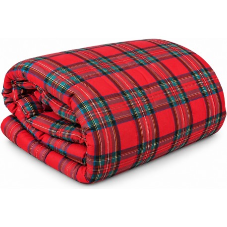 Trapunta Singola Piumone Invernale Lovely Tartan Scozzese Rosso