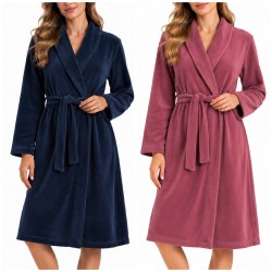 Vestaglia Donna Invernale in Pile Sciallata con Cintura Ohana