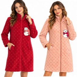 Vestaglia Donna Invernale Caldo Pile Coral Cerniera e Tasche