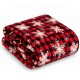 Plaid Coperta Pile GF FERRARI Scozzese Fiocchi di Neve Rosso Natale 150x200